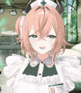a girl with horns and a name tag that says nimi