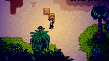 a pixel art drawing of a man carrying a box with the letter a on it