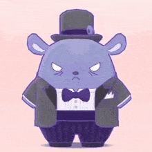 a cartoon character wearing a top hat and bow tie