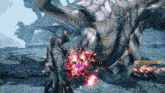a screenshot of a video game shows a dragon being attacked by a person with 75 points