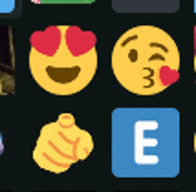 a smiley face with hearts in its eyes and a kissing face