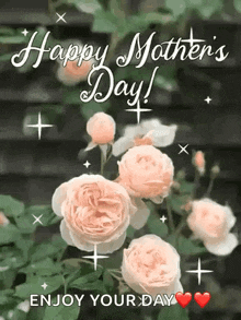 a mother 's day greeting card with roses and the words `` happy mother 's day ! enjoy your day ''