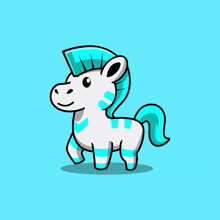 a cartoon zebra with a blue lightning bolt on its mane