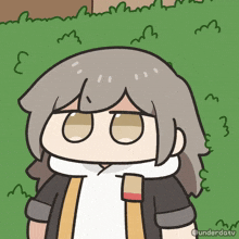 a cartoon drawing of a girl with a scarf around her neck and the words underda.tv below her
