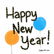 Happy New Year Balloons GIF - Happy New Year Balloons Blueorangepink GIFs