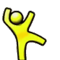 a yellow cartoon character is jumping in the air .