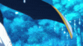a penguin is swimming in a blue ocean