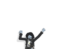a cartoon character is standing on a tire