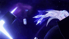 a purple light is shining on a purple object