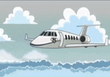 a cartoon drawing of a plane with the letter n on it