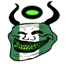 a drawing of a troll with horns and a circle on his head