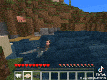 a screenshot of a video game called minecraft shows a man swimming in the water
