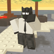 a cartoon character is wearing a white shirt and tie