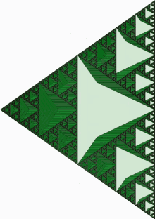 a green and white triangle with a geometric pattern on it