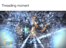 a screenshot of a video game with the words threading moment at the bottom