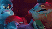 a close up of a cartoon character 's face with an angry look on his face .
