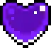 a pixel art purple heart with a black and white checkered border .