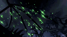 a dark background with green stars and the letters bfd
