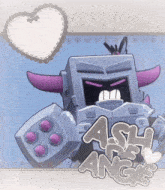 a picture of a robot with horns and the words ash anger on it