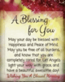 a card with a blessing for you on it