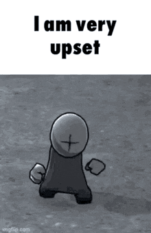 a cartoon character with a cross on his head is walking on the ground .