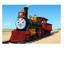 a cartoon drawing of a train with a face on it