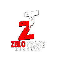 a logo for zero trace academy with a red letter z