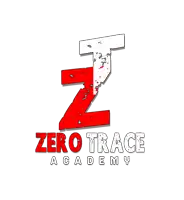 a logo for zero trace academy with a red letter z