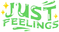 a green logo that says just feelings on it