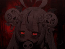 a drawing of a girl with a skull on her head