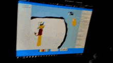 a computer screen shows a drawing of a man with a crown