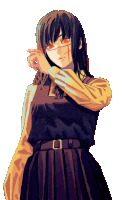 a drawing of a girl wearing glasses and a skirt