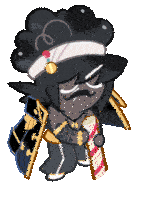 a cartoon character is holding a candy cane