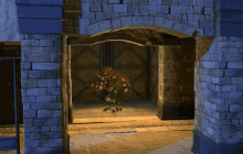 a brick archway with a bunch of flowers in the middle of it