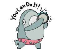 a cartoon shark with the words " you can do it " written on it
