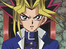 a close up of a cartoon character with a purple collar