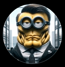 a picture of a minion wearing a suit and tie and goggles