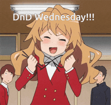 a picture of a girl with the words dnd wednesday