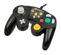 a black video game controller with a logonet logo on it
