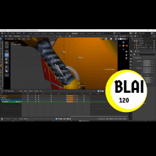 a computer screen with a yellow circle with blai 120 on it