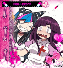 a picture of misu and eiko from danganronpa is being shared on picmix