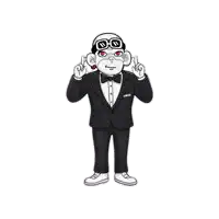 a black and white cartoon of a man in a tuxedo
