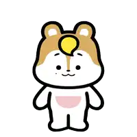 a cartoon drawing of a bear with a coin on his head