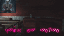 a picture of a cat with the words " you 're so i can " written in pink