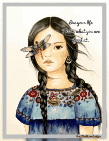 a painting of a girl with a dragonfly on her eye