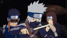 a group of anime characters with one wearing a mask