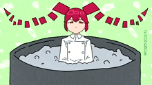 a cartoon of a girl in a bathtub with the letters cc visible