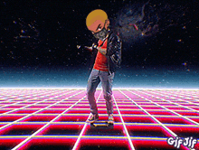 a gif of a man standing on a skateboard with the words gif jif in the corner
