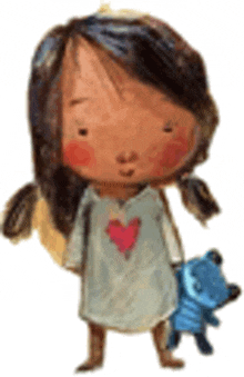 Girl Child GIF - Girl Child Cartoon Girl W Stuffed Animal GIFs