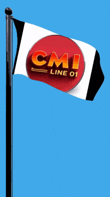 a flag that says cm line 01 is flying in the wind